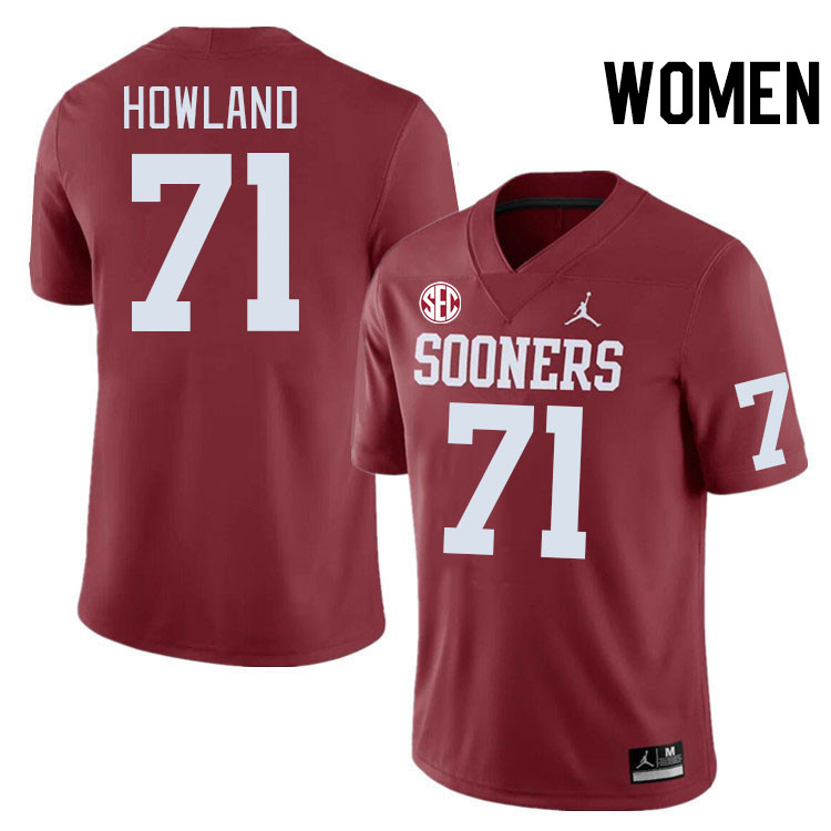 Women #71 Logan Howland Oklahoma Sooners 2024 SEC Conference College Football Jerseys-Crimson